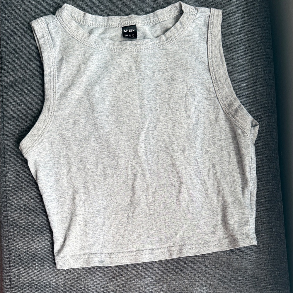 SHEIN Light Grey Ribbed Crop Tank